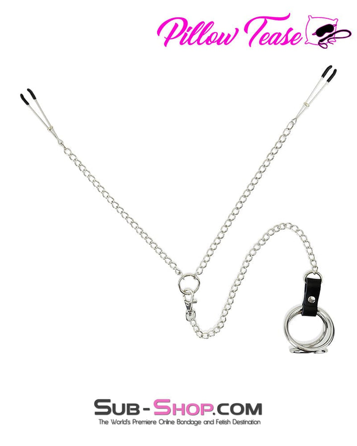 Nipple Clamp 1758AR      Cock and Balls Ring With Connected Tweezer Nipple Clamps