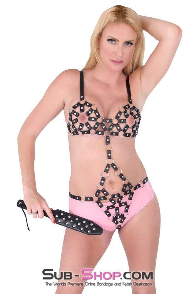 Paddle 8940DL      Bend Over Baby Long Rivet Face Spanking Slapper