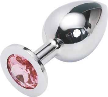 2310HS  Chromed Steel Crystal Anal Plug, Large Plug, Fuchsia Crystal - MEGA Deal Black Friday Blowout   , Sub-Shop.com Bondage and Fetish Superstore