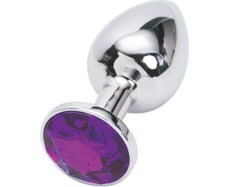 2311HS    Chromed Steel Crystal Anal Plug, Small Plug, Amethyst Crystal - LAST CHANCE - Final Closeout! Black Friday Blowout   , Sub-Shop.com Bondage and Fetish Superstore
