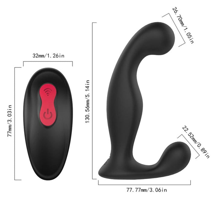 Prostate Stimulator 7145M      18 Function Rechargeable Wireless Remote Control Black Silicone Waterproof Prostate Massager