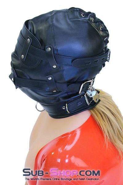 Sissy 0194SM-SIS      Total Lockdown Full Locking Sissy BDSM Mistress for Hire Hood with Removable Blindfold & Penis Gag