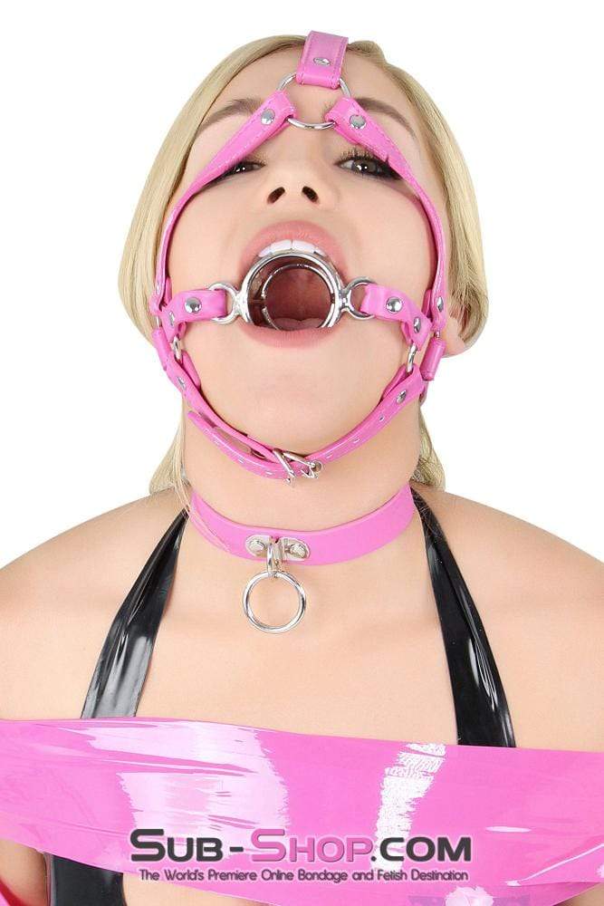Sissy 0210DL-SIS      Sissy Slave Sissy Maid Slut Hot Pink Tongue Depressor Double Ring Gag Trainer