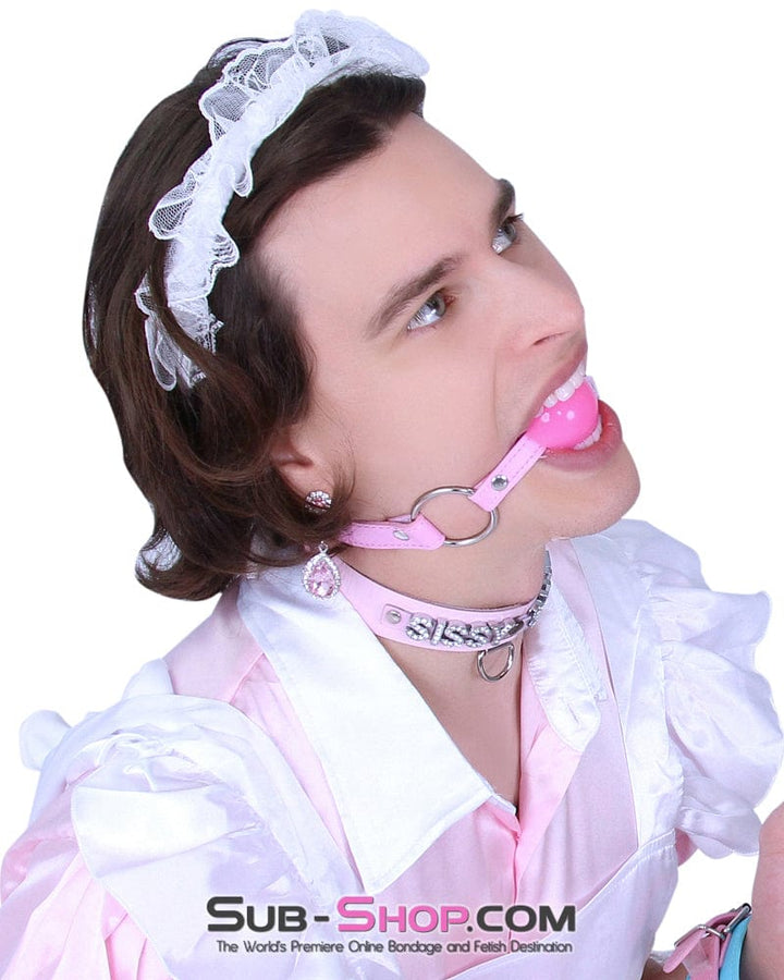 Sissy 0533MQ-SIS      Locking Sissy Slave Princess BDSM Mistress for Hire Pink Ball Gag