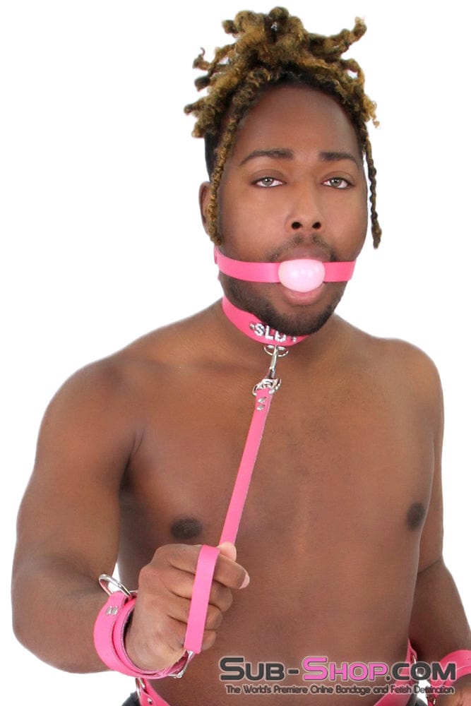 Sissy 0577A-SIS      Hot Sissy to be Led Hot Pink Leather Bondage Leash