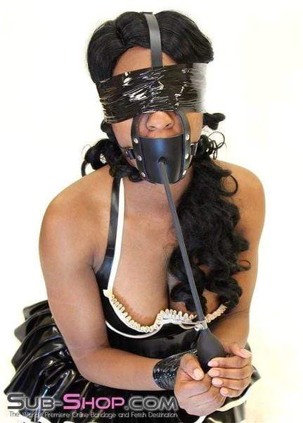 Sissy 0960A-SIS      Sissy Cocksucker Gag More Than a Mouthful Black Leather Penis Pump Gag Trainer
