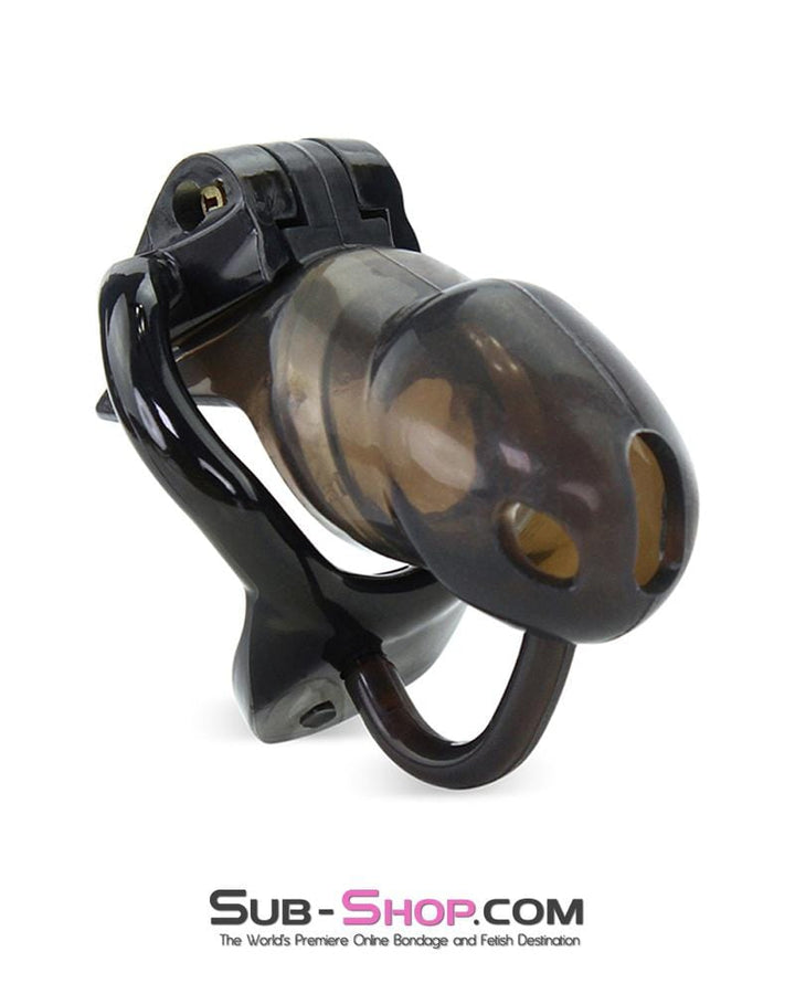 Sissy 1348AR-SIS      Sissy Cuckhold Short Black Cock Blocker Silicone Locking Male Chastity with Ball Divider