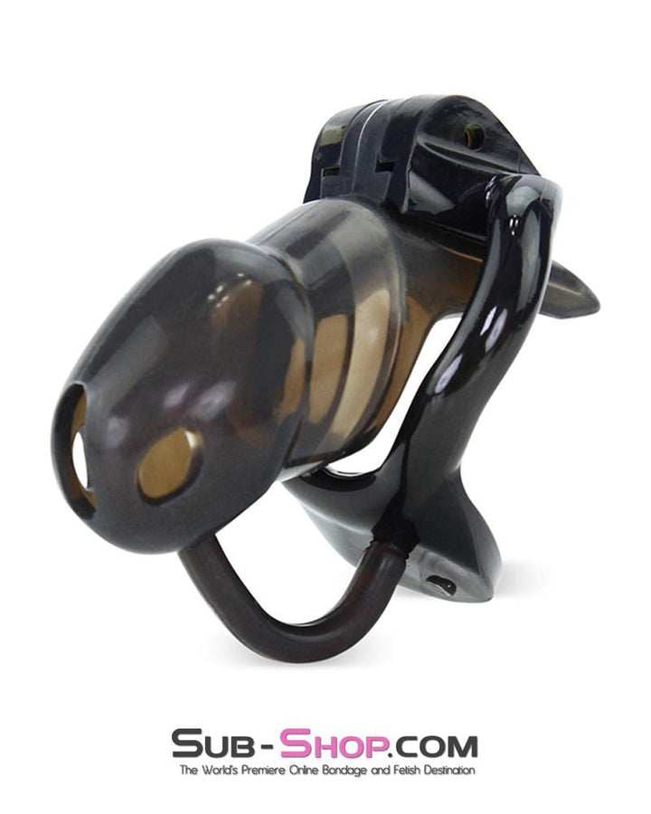 Sissy 1348AR-SIS      Sissy Cuckhold Short Black Cock Blocker Silicone Locking Male Chastity with Ball Divider