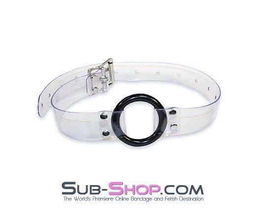 Sissy 1495A-SIS      Pretty Forced Feminization Sissy Wench Clearly Wide Open Luxe Clear PVC Wide Strap Plastic Ring Gag