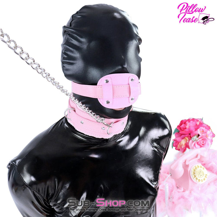 Sissy 1582DL-SIS      Plush Pink Fur Lined Sissy Boi Bondage Collar and Dungeon Mistress Leash