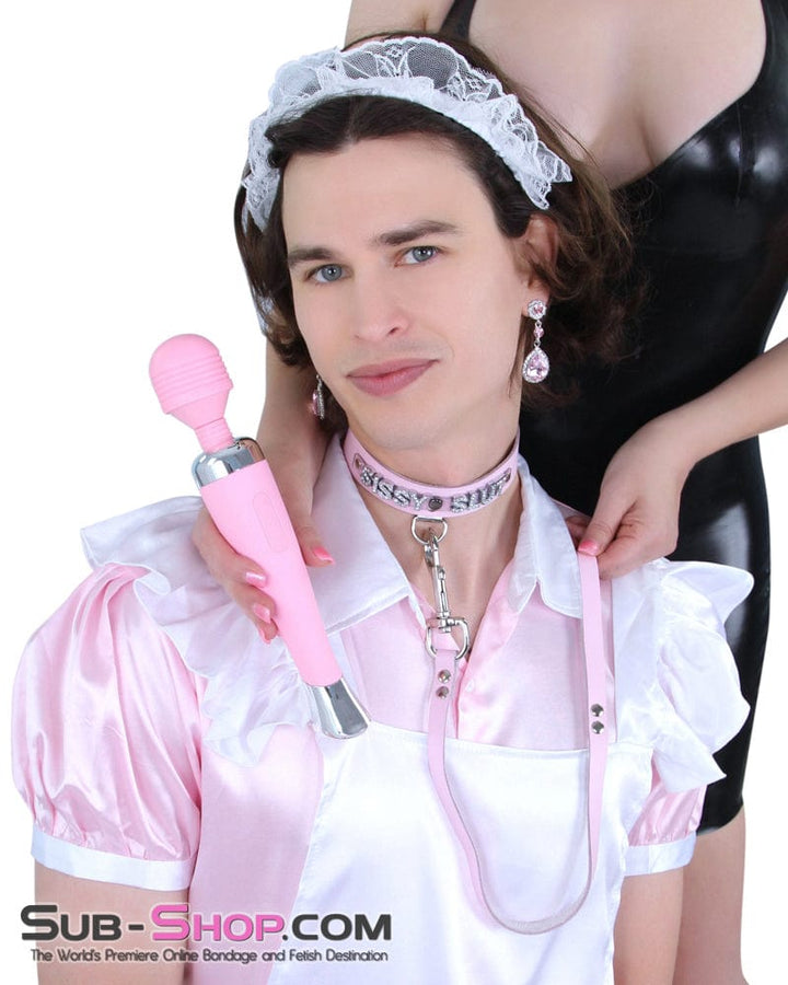 Sissy 1674A-SIS      Pretty Sissy Boi Princess Mistress Pink Leather Bondage Lead