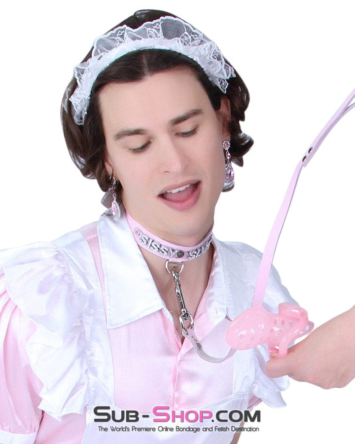 Sissy 1674A-SIS      Pretty Sissy Boi Princess Mistress Pink Leather Bondage Lead