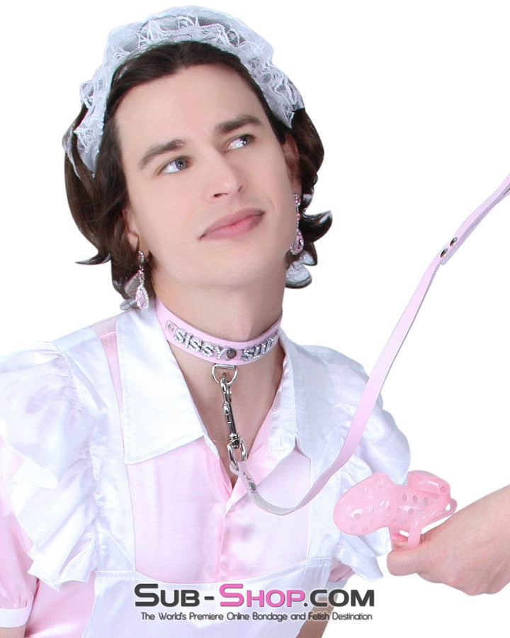 Sissy 1674A-SIS      Pretty Sissy Boi Princess Mistress Pink Leather Bondage Lead