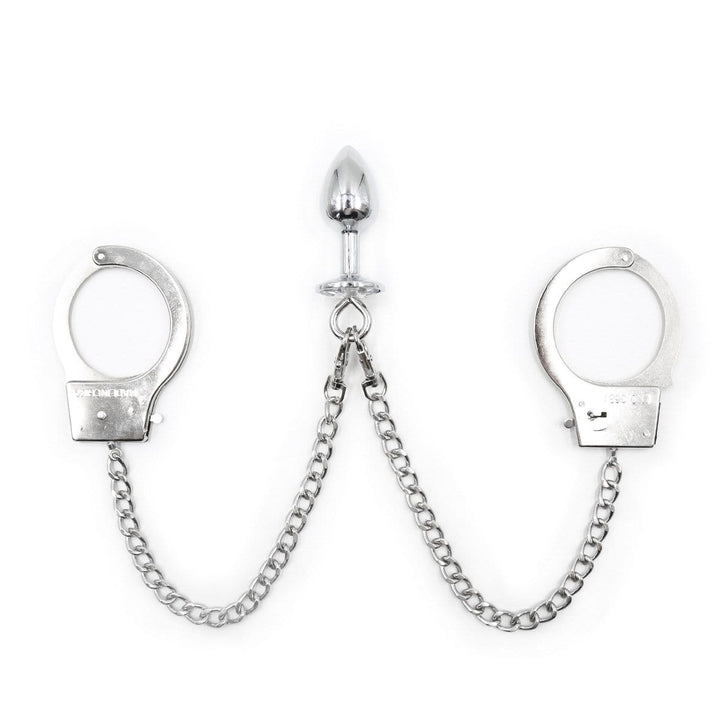 Sissy 1714MQ-SIS      Handcuffs Attached to Crystal Base Butt Plug Set