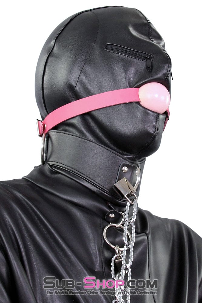 Sissy 2286ZG-SIS      Pretty Sissy Gurl Sensory Deprivation Zippered Eyes and Mouth Hood BDSM Mistress for Hire with Ear Pads