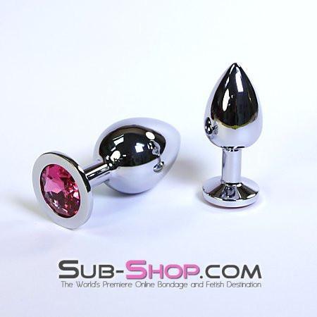Sissy 2310HS-SIS      Chromed Steel Crystal Sissy Damsel Anal Plug, Large Plug, Fuchsia Crystal