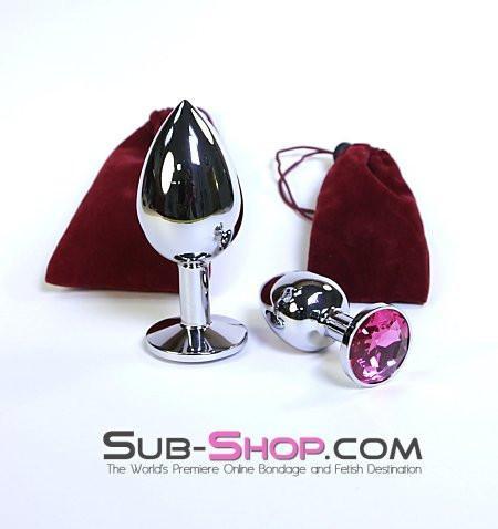 Sissy 2310HS-SIS      Chromed Steel Crystal Sissy Damsel Anal Plug, Large Plug, Fuchsia Crystal