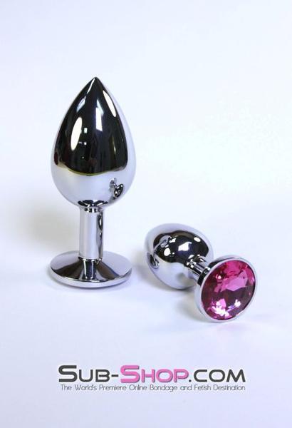 Sissy 2310HS-SIS      Chromed Steel Crystal Sissy Damsel Anal Plug, Large Plug, Fuchsia Crystal