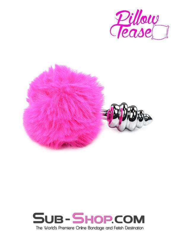 Sissy 2478M-SIS      Sissy Pink Powder Puff Tail with Ribbed Chrome Anal Plug