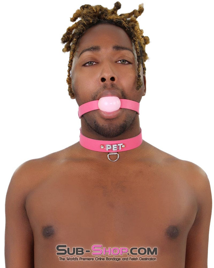 Sissy 2541A-SIS      Sissy Boi Bitch Hot Pink Classic Leather Ball Gag Dominant Woman Strap, Candy Pop Pink Ball
