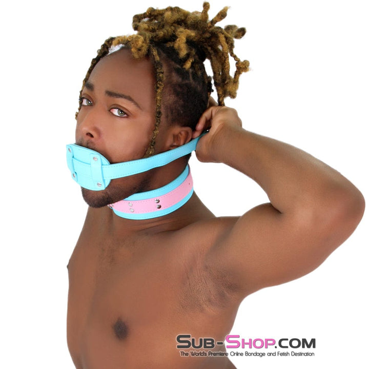 Sissy 2739RS-SIS      Pretty Sissy Slave Locking Sissy Chastity Rubber Penis Gag, Diamond Blue Strap
