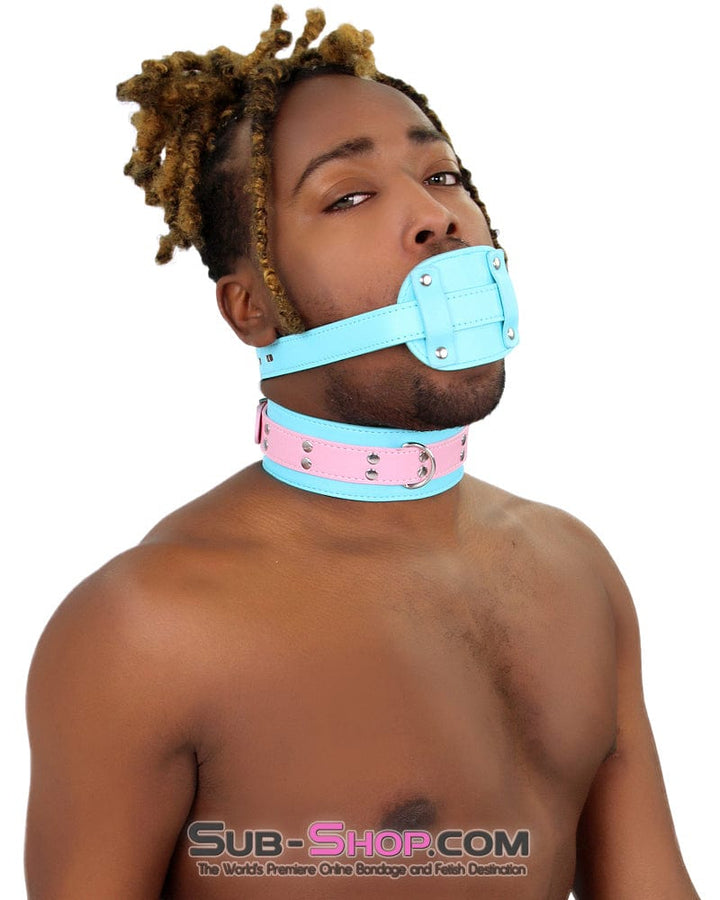 Sissy 2739RS-SIS      Pretty Sissy Slave Locking Sissy Chastity Rubber Penis Gag, Diamond Blue Strap