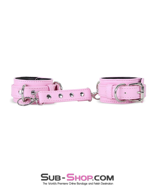 Sissy 4453M-SIS      Sissy Princess Pink Padded Wrist Bondage Cuffs with Matching Connector Set