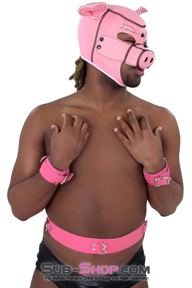 Sissy 5724A-SIS      Sissy Bondage Slave to Love Hot Pink Bondage Wrist Cuffs
