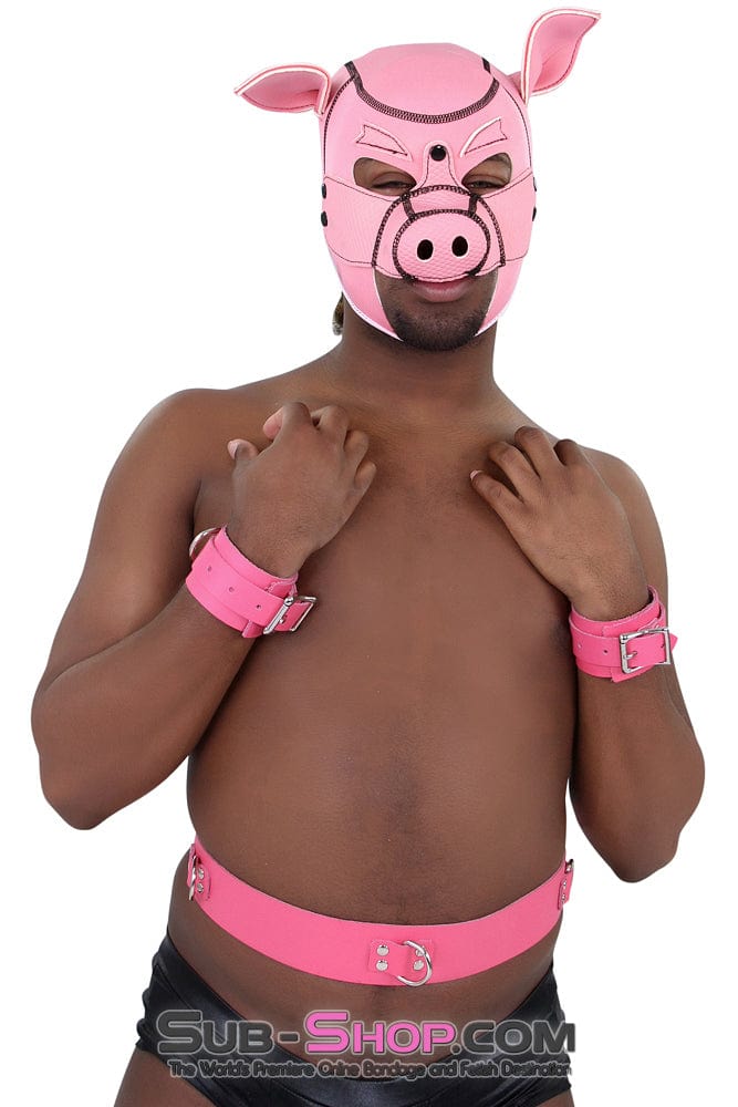 Sissy 5724A-SIS      Sissy Bondage Slave to Love Hot Pink Bondage Wrist Cuffs