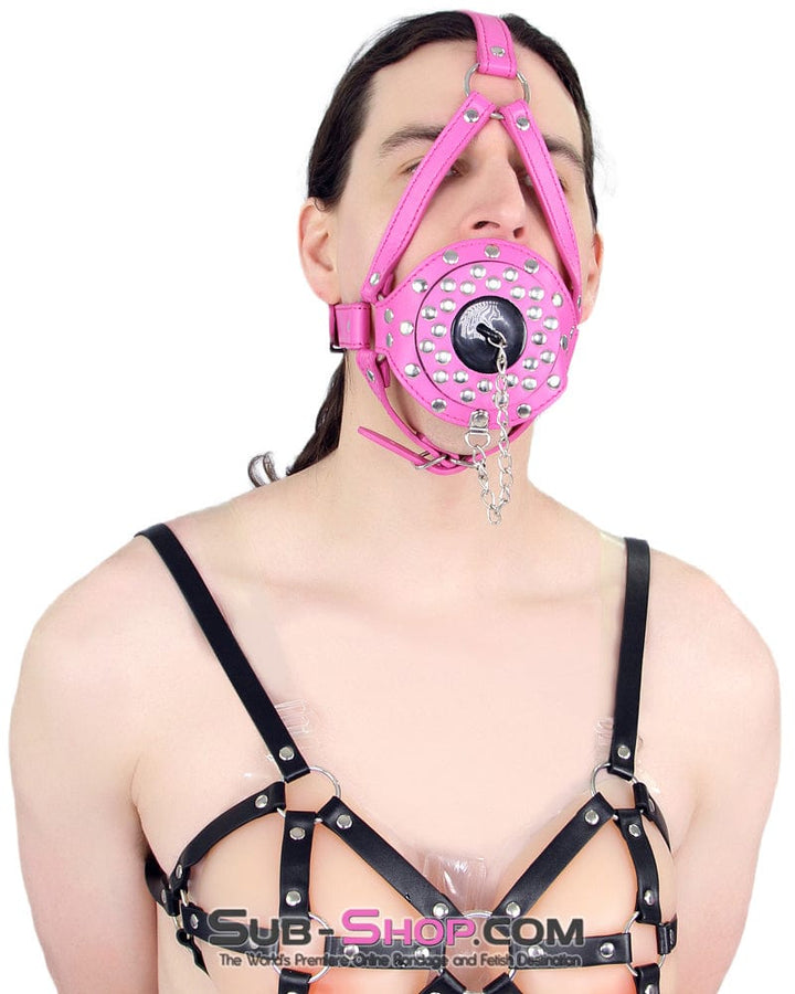 Sissy 5744RS-SIS      Hot Sissy Forced Fantasy BDSM Mistress Pink Riveted Plug Gag Trainer