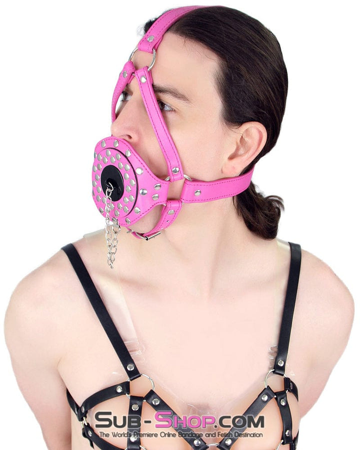 Sissy 5744RS-SIS      Hot Sissy Forced Fantasy BDSM Mistress Pink Riveted Plug Gag Trainer