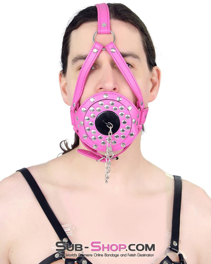 Sissy 5744RS-SIS      Hot Sissy Forced Fantasy BDSM Mistress Pink Riveted Plug Gag Trainer