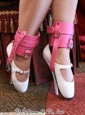 Sissy 6793A-SIS      Enforced Sissy Femininity Hot Pink Locking Bondage Shoe Cuffs