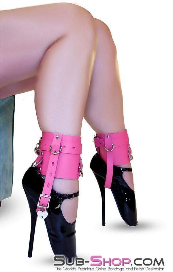 Sissy 6793A-SIS      Enforced Sissy Femininity Hot Pink Locking Bondage Shoe Cuffs