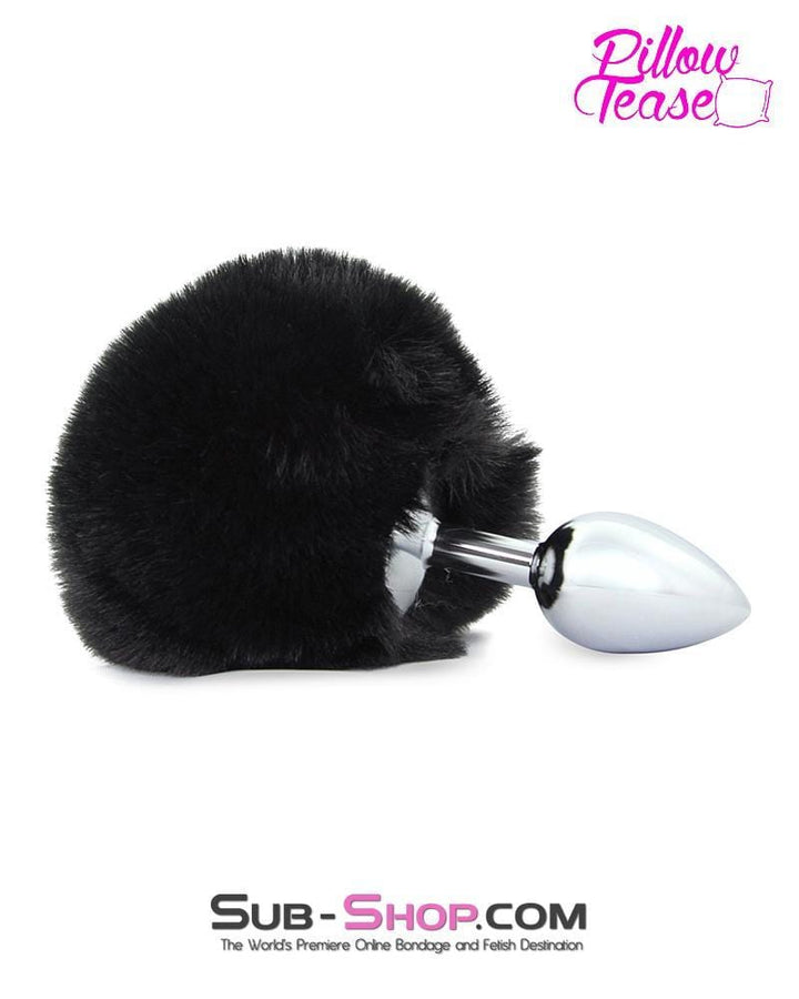 Sissy 7033E-SIS      Black Bunny Puff Ball Small Chromed Sissy Anal Plug