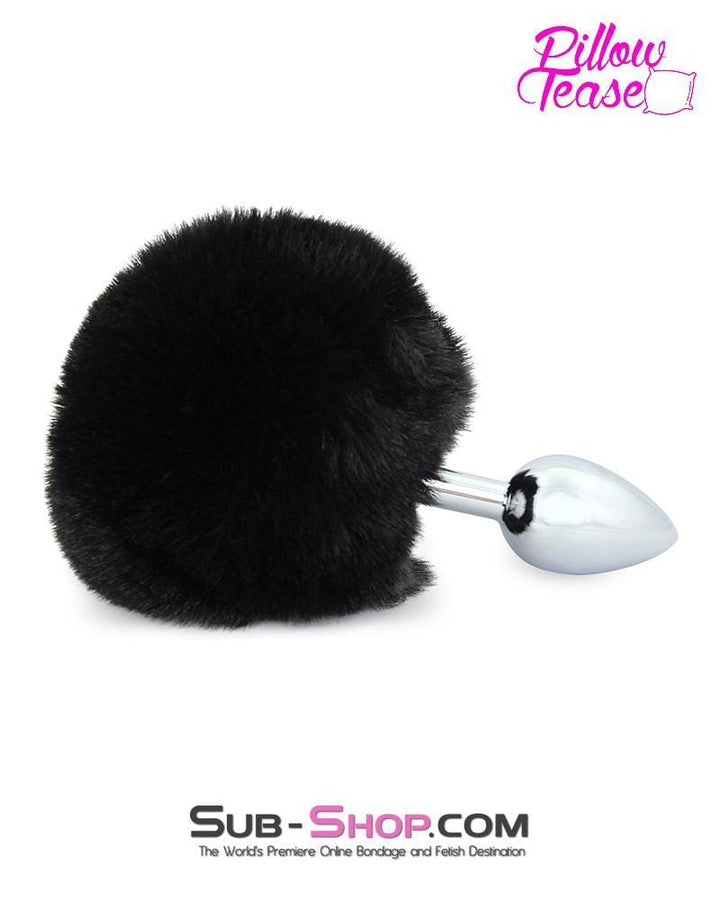 Sissy 7033E-SIS      Black Bunny Puff Ball Small Chromed Sissy Anal Plug