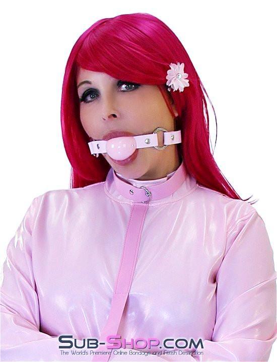 Sissy 7053A-SIS      Sissy Submissive Pretty Princess's Submission Pink Leather Ballgag