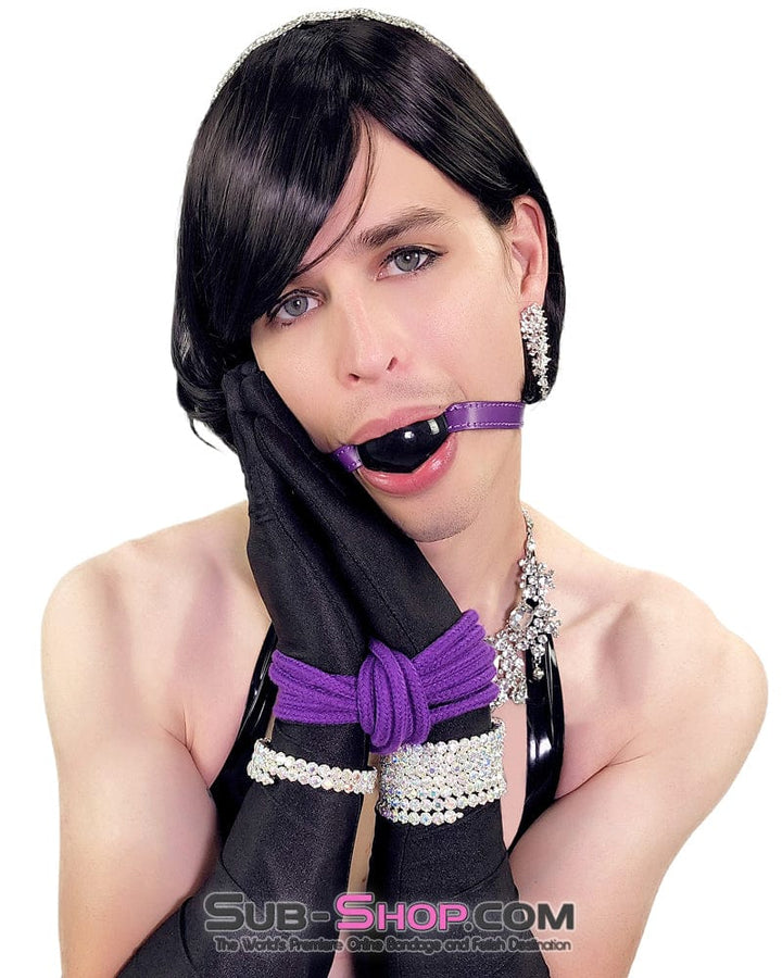 Sissy 7087DL-SIS      Black Rubber Ballgag on Purple Strap
