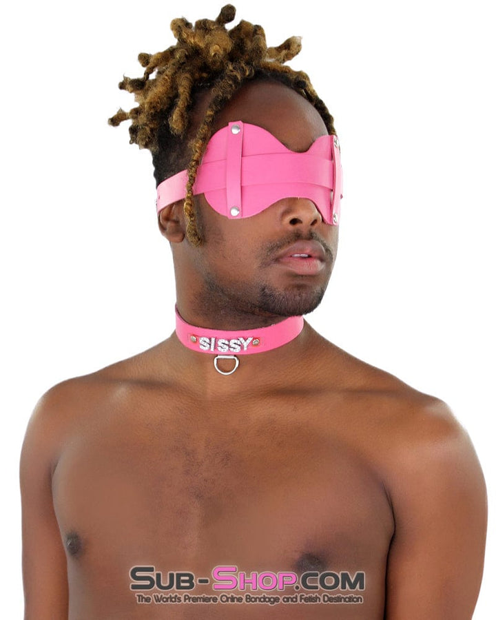 Sissy 7176A-SIS      SISSY Man Boi Hussy Hot Pink Feminization Leather Rhinestone Letter Collar