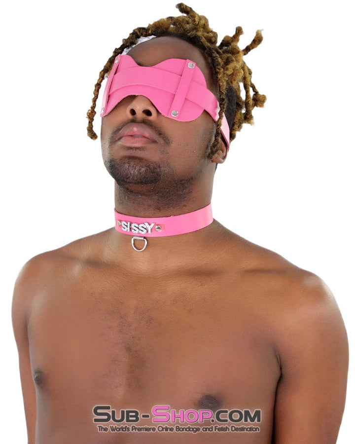 Sissy 7176A-SIS      SISSY Man Boi Hussy Hot Pink Feminization Leather Rhinestone Letter Collar