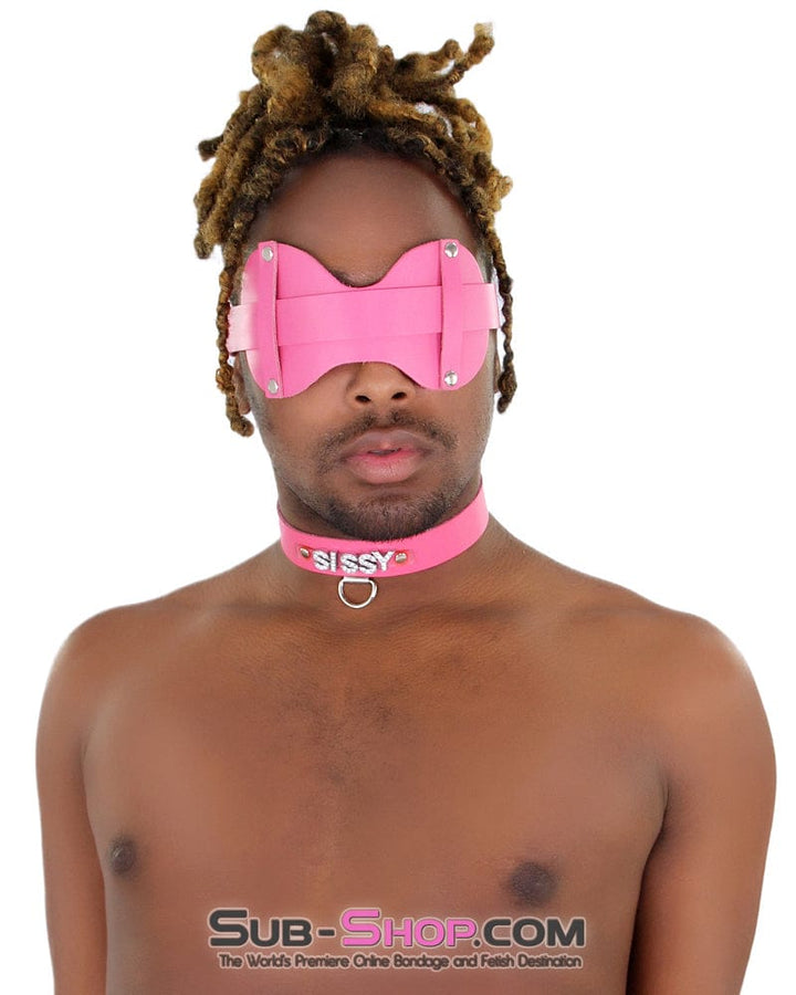 Sissy 7176A-SIS      SISSY Man Boi Hussy Hot Pink Feminization Leather Rhinestone Letter Collar