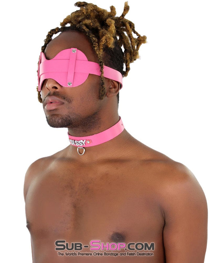 Sissy 7176A-SIS      SISSY Man Boi Hussy Hot Pink Feminization Leather Rhinestone Letter Collar