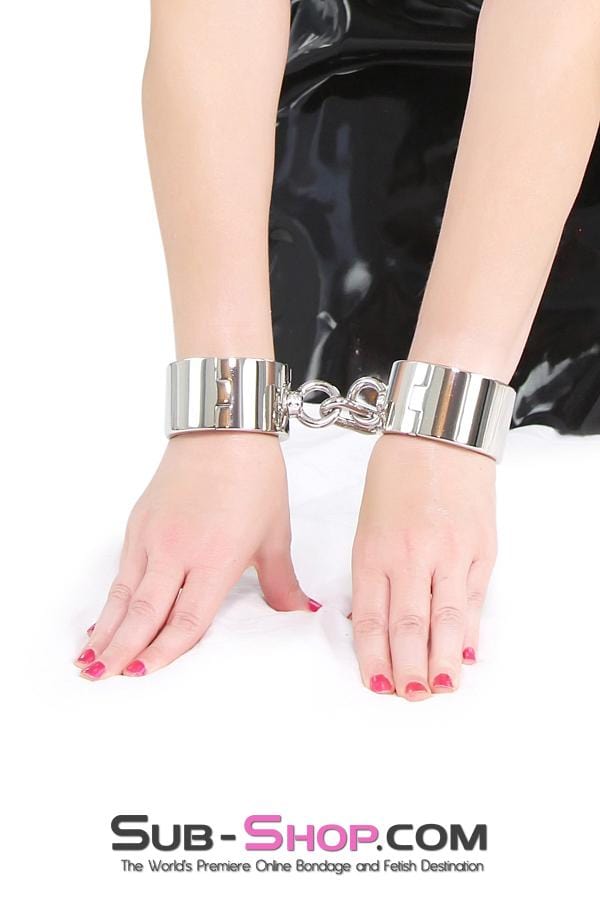 Steel Bondage 9717SM      Chromed Steel Manacles -  2 Sizes