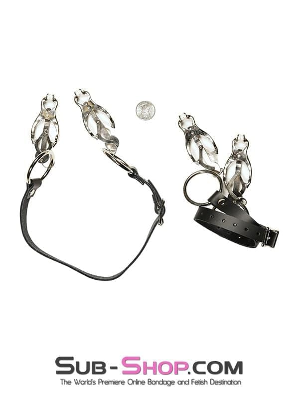 Straps 2777A      Don't be Shy Adjustable Thigh Strap Pussy Spreader Clover Clamps Set