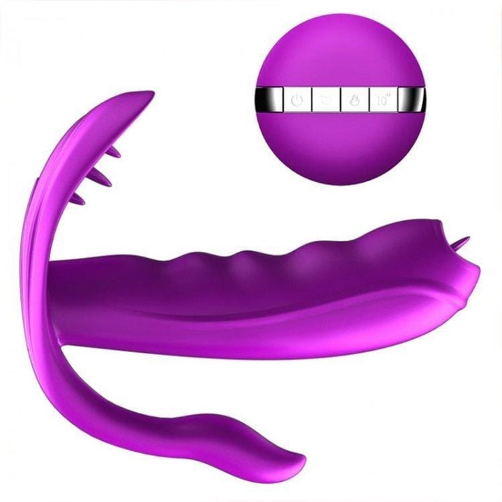 Vibrators 1679M      7 Function + Heat + BOOST Mode Remote Control Vibrator with Clitoral and Labial Stimulators
