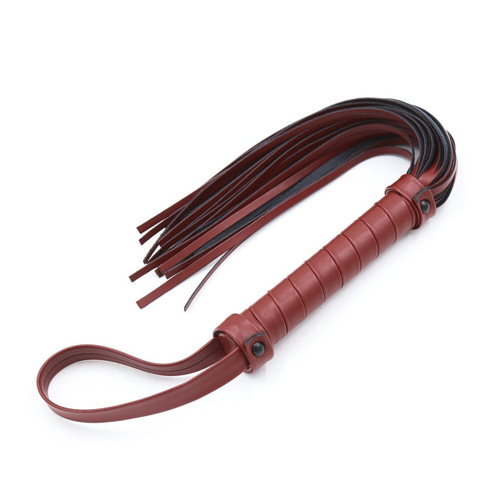 Whip 1835MQ      Bonded Leather 15” Red Room Pleasure Whip