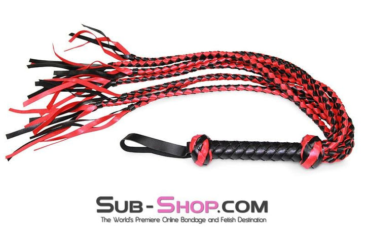 Whip 3760RS      30” Braided Multi-Tail Bullwhip Flogger, Red and Black