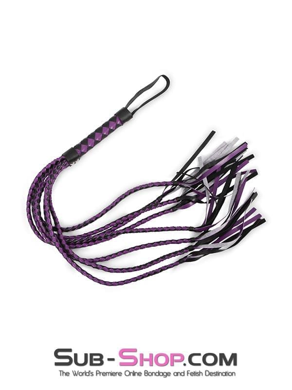 Whip 8806MQ      Black & Purple Braided Multi-Tail Flogger