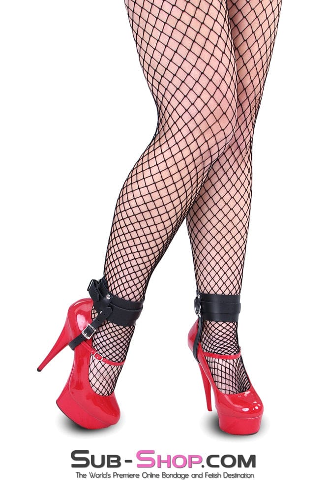Wrist and Ankle Bondage 0751A      Buckling Ankle & Shoe Cuffs, Black Leather