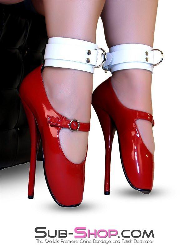 Wrist and Ankle Bondage 1774A      Pure Bondage White Leather Ankle Cuffs